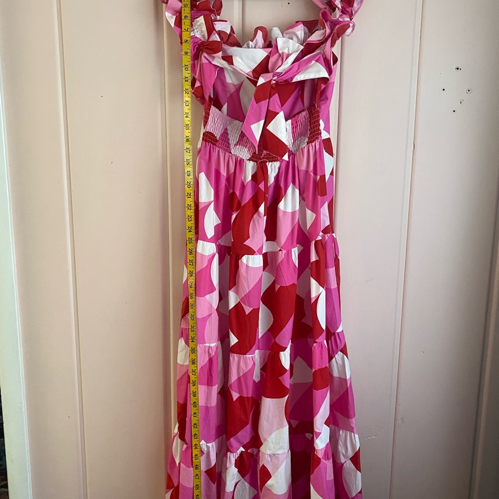 Peach Love women’s Pink and Red Geometric Dress szM - Picture 6 of 6